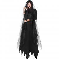Polyester Costume de vampire de femmes Voile & Robe Solide Noir Ensemble