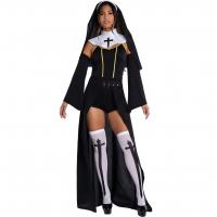 Polyester Women Halloween Cosplay Costume Sock & headband & neckwear & glove & skirt & teddy & belt Solid black Set