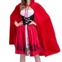 Polyester Women Little Red Riding Hood Costume Halloween Design cloak & dress red PC
