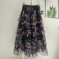 Polyester High Waist Maxi Skirt irregular : PC