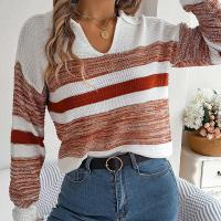 Acrylic Women Sweater contrast color striped PC