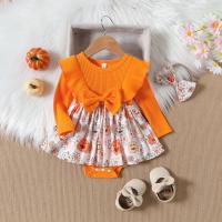 Cotton Crawling Baby Suit Halloween Design printed Others reddish orange PC