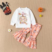 Cotton Girl Clothes Set Halloween Design & two piece Pants & top printed Others multi-colored Set