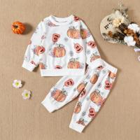 Cotton Children Clothes Set Halloween Design & two piece Pants & top printed Others white Set