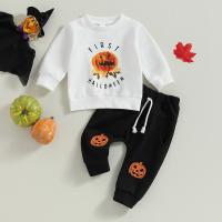 Cotton Boy Clothing Set Halloween Design & two piece Pants & top printed Pumpkin Pattern Set