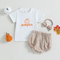 Cotton Girl Clothes Set Halloween Design & three piece Hair Band & Pants & top printed Others Set
