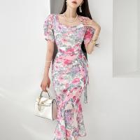 Polyester Sexy Package Hip Dresses slimming printed PC