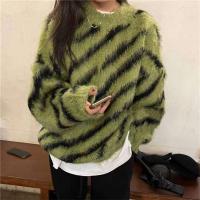 Polyester Women Sweater loose & thermal striped : PC