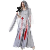 Polyester Women Halloween Cosplay Costume Halloween Design Veil & necklace white Set