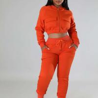 Polyester Women Sportswear Set slimming Long Trousers & coat patchwork Solid Set