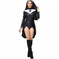PU Cuir & Polyester Femmes Halloween Cosplay Costume Bandeau & Robe & Pantalon Solide Noir Ensemble