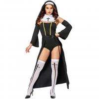 Nylon Women Halloween Cosplay Costume Sock & oversleeve & headband & neckwear & skirt & teddy Solid black Set