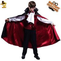 Polyester Children Vampire Costume Halloween Design & for boy cloak & tank top & Pants & top red and black PC