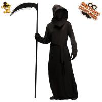 Polyester Men Halloween Cosplay Costume Halloween Design hood & glove & belt & top Solid black : PC
