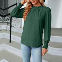 Rayon & Spandex & Polyester stringy selvedge Women Long Sleeve T-shirt & loose Solid PC