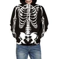 Polyester Parent-Child Sweatshirt & loose printed skeleton black PC