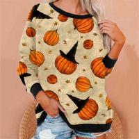 Polyester Plus Size Women Sweatshirts Halloween Design & loose printed PC