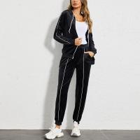 Polyester Women Casual Set & two piece Long Trousers & coat Solid Set