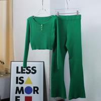 Viscose Fiber Women Casual Set flexible & two piece Long Trousers & top Solid : Set