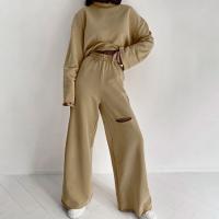 Polyester Women Casual Set & two piece Long Trousers & Sweatshirt Solid Set