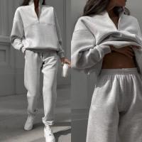 Polyester Ensemble occasionnel de femmes Pantalon long & Sweatshirt Solide plus de couleurs pour le choix Ensemble