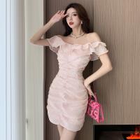Polyester Waist-controlled & Slim Sexy Package Hip Dresses & off shoulder patchwork Solid PC
