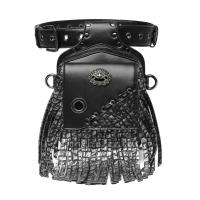 PU Leather Tassels Waist Pack waterproof black PC