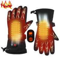 Polyester & Cotton fingered glove Electric Heating Gloves thicken & thermal Solid black Pair