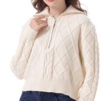 Polyamide & Viscose Fiber & Cashmere Slim Women Sweater Argyle beige : PC