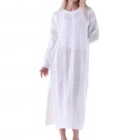 Suede & Knitted long style Beach Dress side slit & hollow geometric white : PC