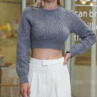 Spandex & Cotton Women Sweater midriff-baring & backless Solid dark gray PC