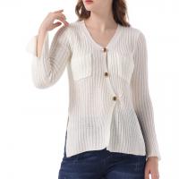 Viscose & Polyamide Slim Women Cardigan with pocket knitted Solid : PC