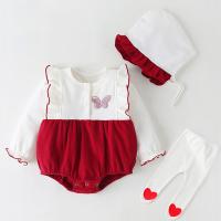 Cotton Baby Clothes Set & three piece Crawling Baby Suit & Hat & Pants patchwork Solid Set