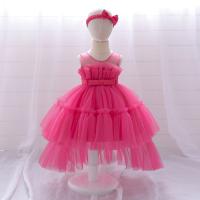 Polyester Girl One-piece Dress & two piece Hair Band & dress patchwork Others PC