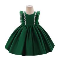 Cotton Christmas costume & Ball Gown Girl One-piece Dress Solid PC