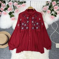 Polyester Women Long Sleeve Blouses loose printed floral : PC
