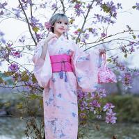 Polyester Sexy Kimono Imprimé empreintes animales Rose Ensemble
