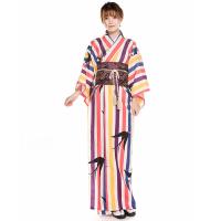 Polyester Sexy Kimono Cute printed striped Set