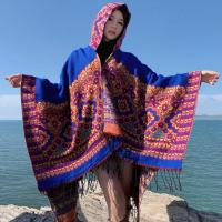 Polyester Tassels Cloak Poncho thermal patchwork floral : PC