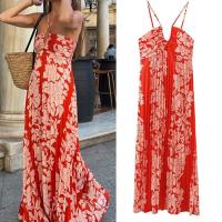 Polyester High Waist Slip Dress & off shoulder printed Others red PC