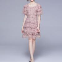 Lace Layered One-piece Dress slimming patchwork PC
