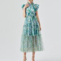 Gaze & Polyester Einteiliges Kleid, Grün,  Stück