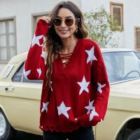 Acrylic Women Sweater & loose & thermal jacquard star pattern PC