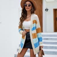 Acrylic Women Long Cardigan slimming printed striped mixed colors PC