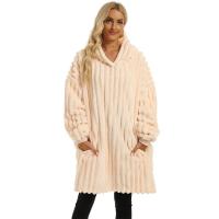 Flannel With Siamese Cap Women Robe thicken & thermal striped : PC