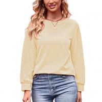 Polyester Women Long Sleeve T-shirt autumn and winter design & loose Solid PC