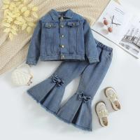 Polyester Girl Clothes Set Cute & two piece Pants & top blue Set