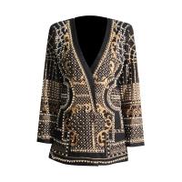 Polyester Women Suit Coat deep V printed PC