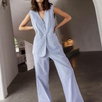 Polyester Women Casual Set & two piece Pants & top patchwork Others blue Set