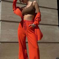 Cotton Women Casual Set & two piece Pants & top patchwork Others orange Set